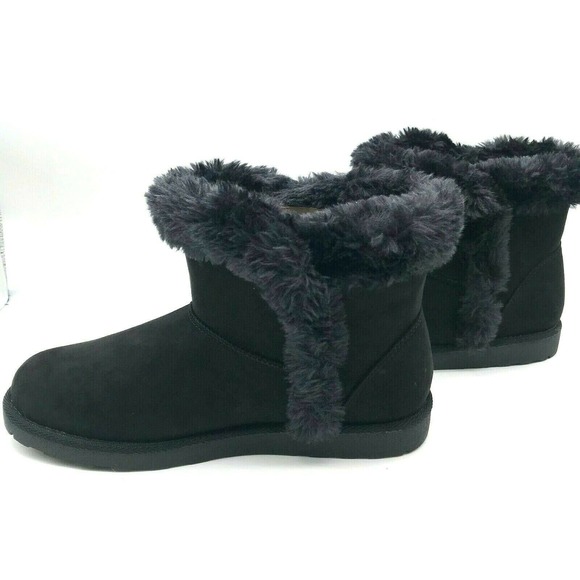 New! Falls Creek Carly Faux Fur Booties Black Suede Women’s winter boots - Picture 6 of 9